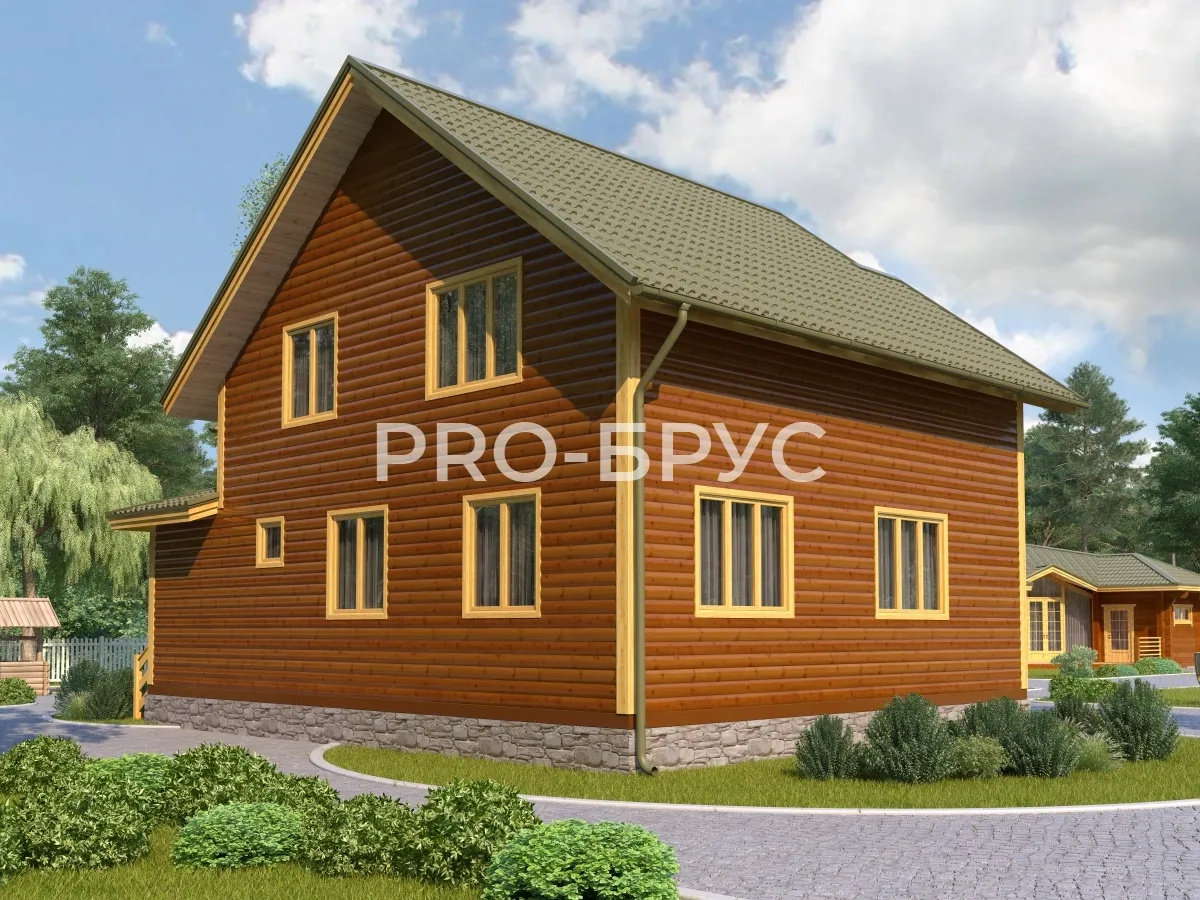 Проект дома из бруса - 9х10 - «Сидорово» - 129 м² - вид слева