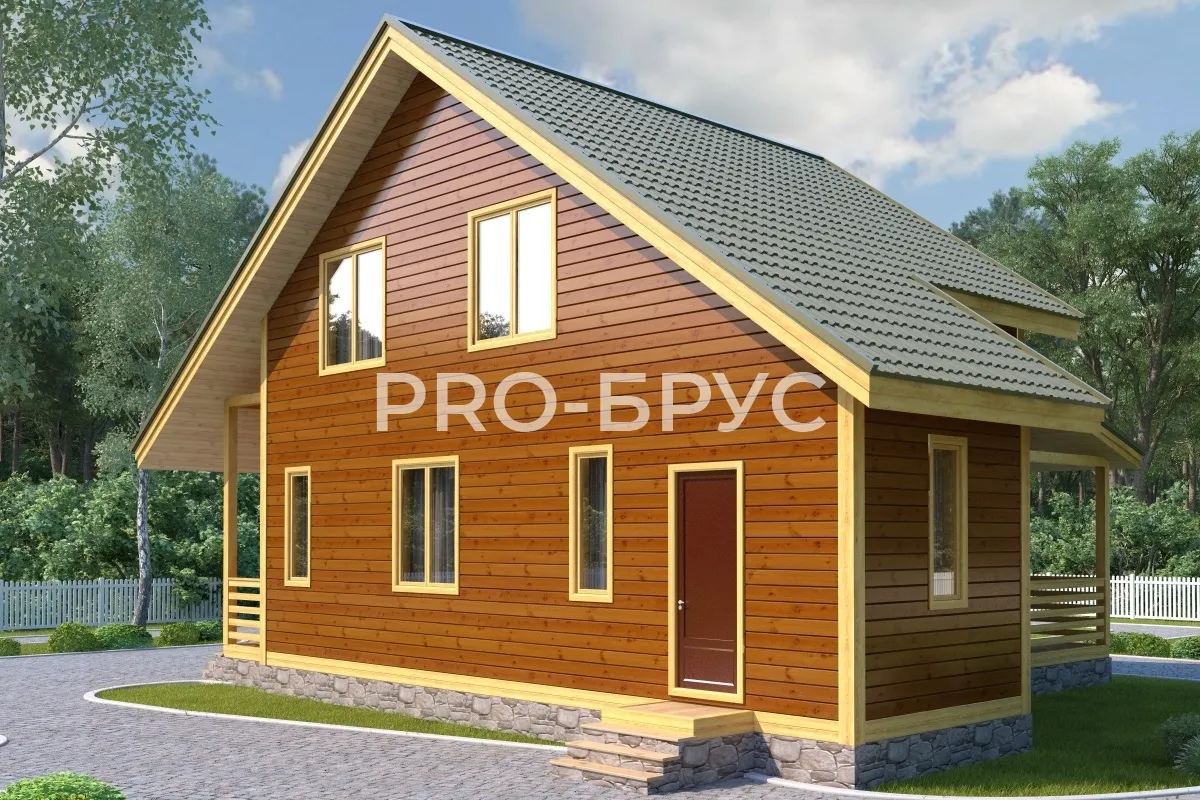 Проект дома из бруса - 10х12 - «Фоминское» - 132 м² - вид слева