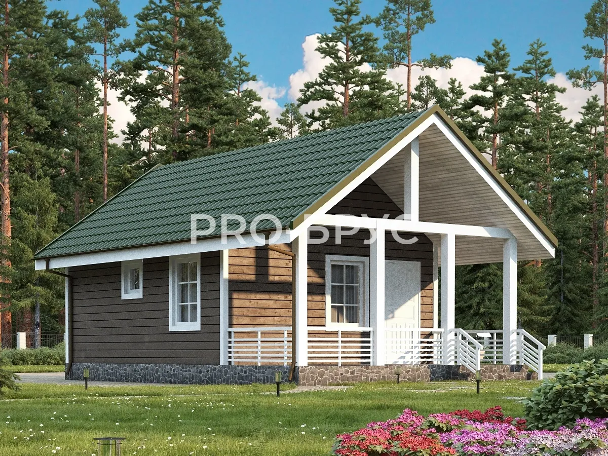 Проект дома из бруса - 6х9 - «Толтуново» - 50 м² - главный вид
