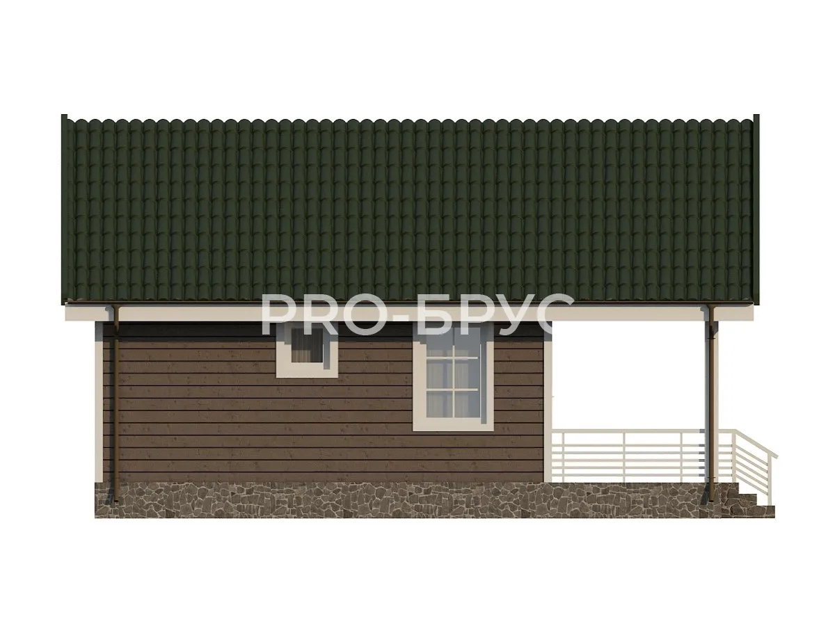 Проект дома из бруса - 6х9 - «Толтуново» - 50 м² - вид слева
