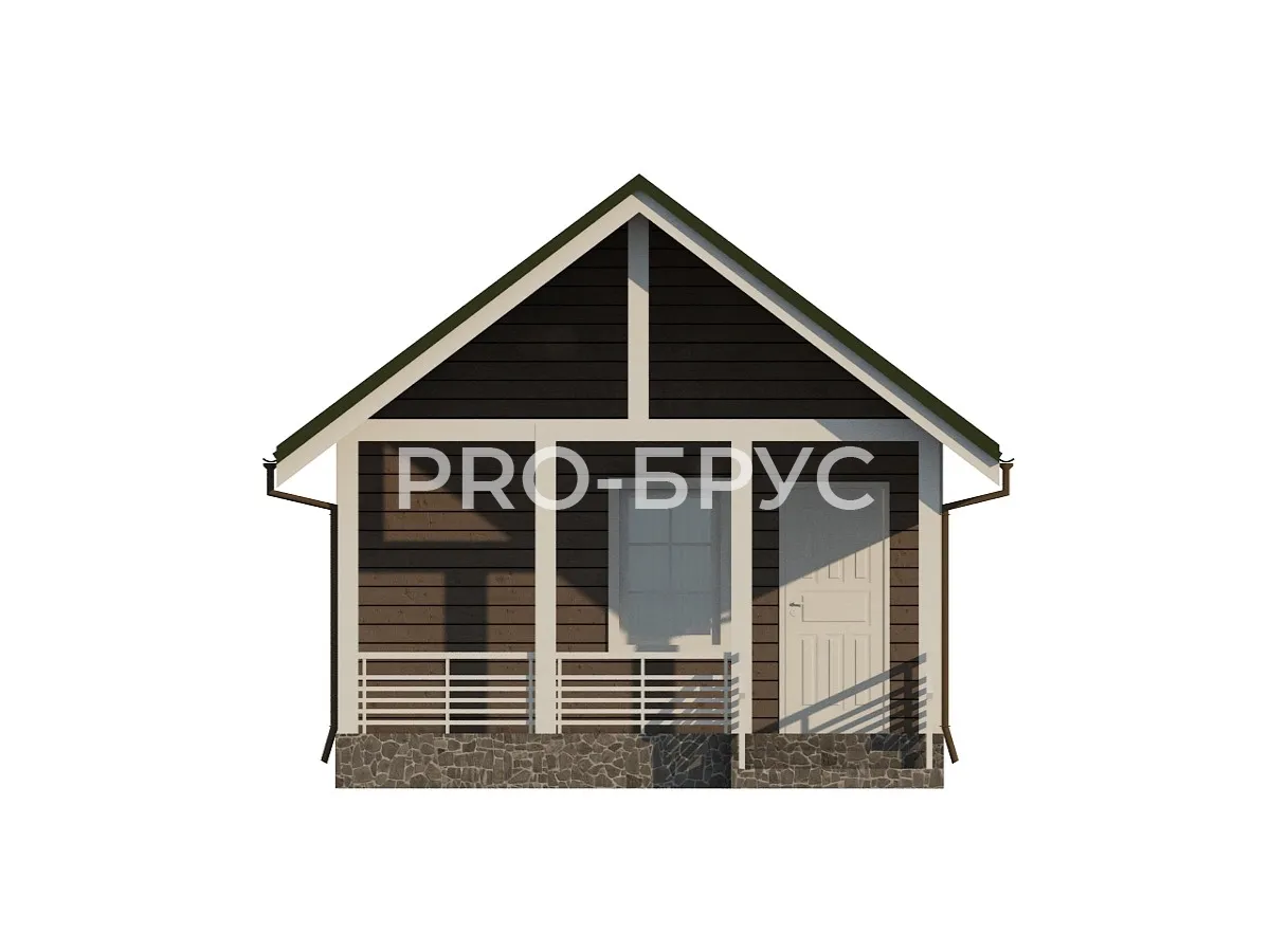 Проект дома из бруса - 6х9 - «Толтуново» - 50 м² - вид спереди