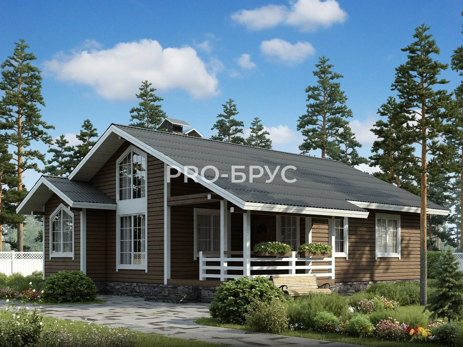 Проект дома из бруса - 11х12 - «Ильинский» - 106 м² - главный вид