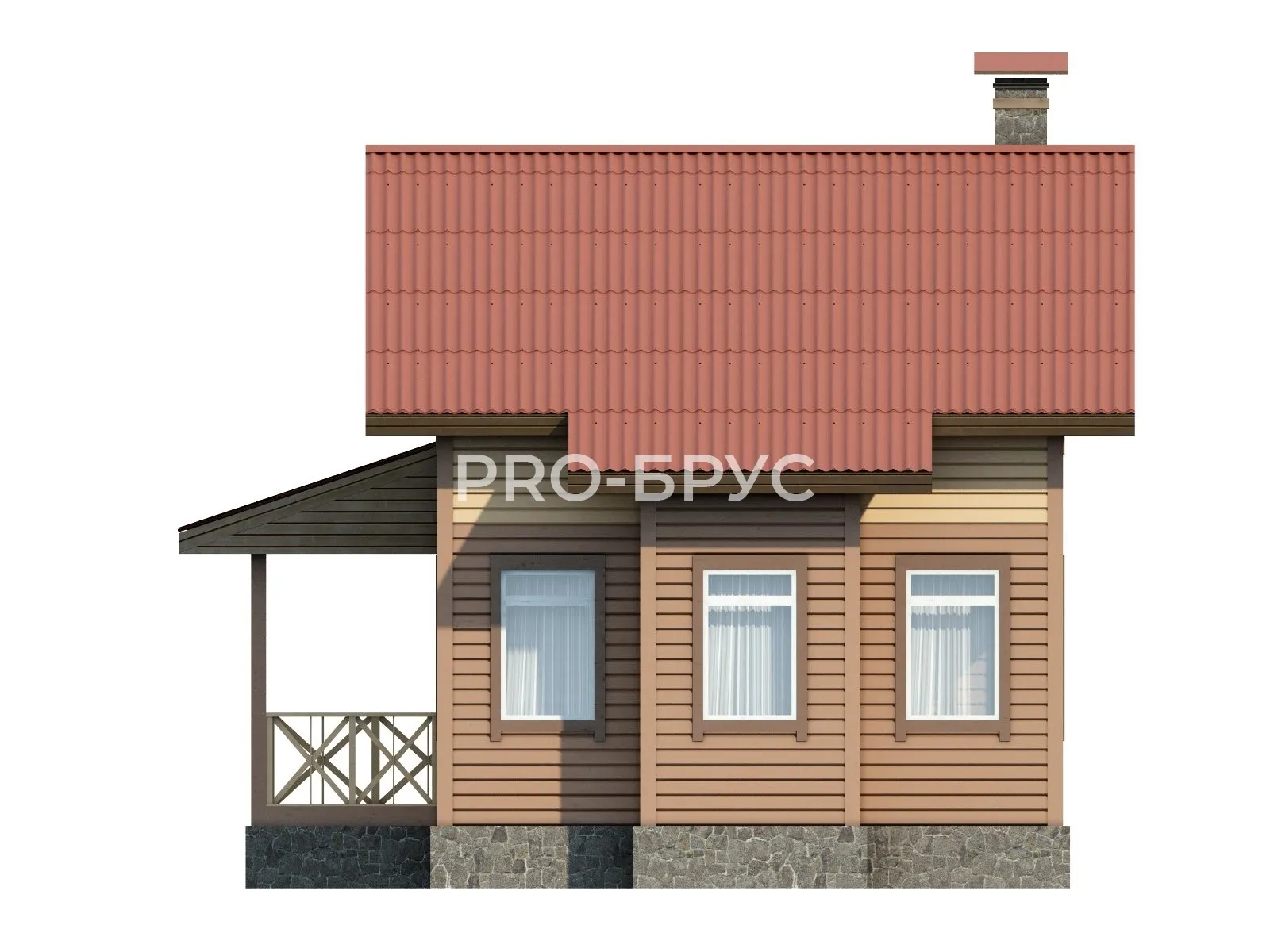 Проект дома из бруса - 7х8 - «Контеево» - 71 м² - вид справа