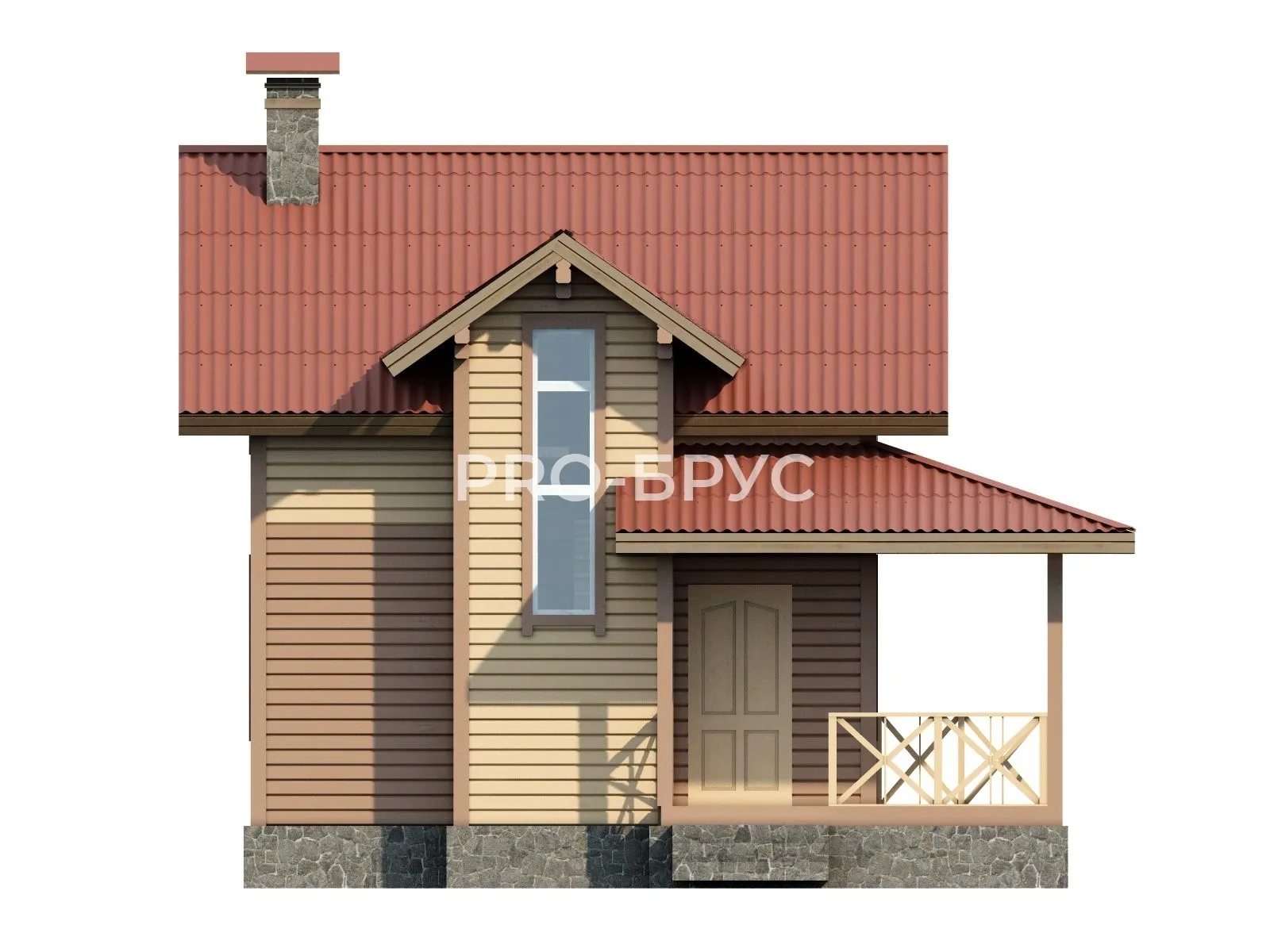 Проект дома из бруса - 7х8 - «Кратово» - 71 м² - вид слева