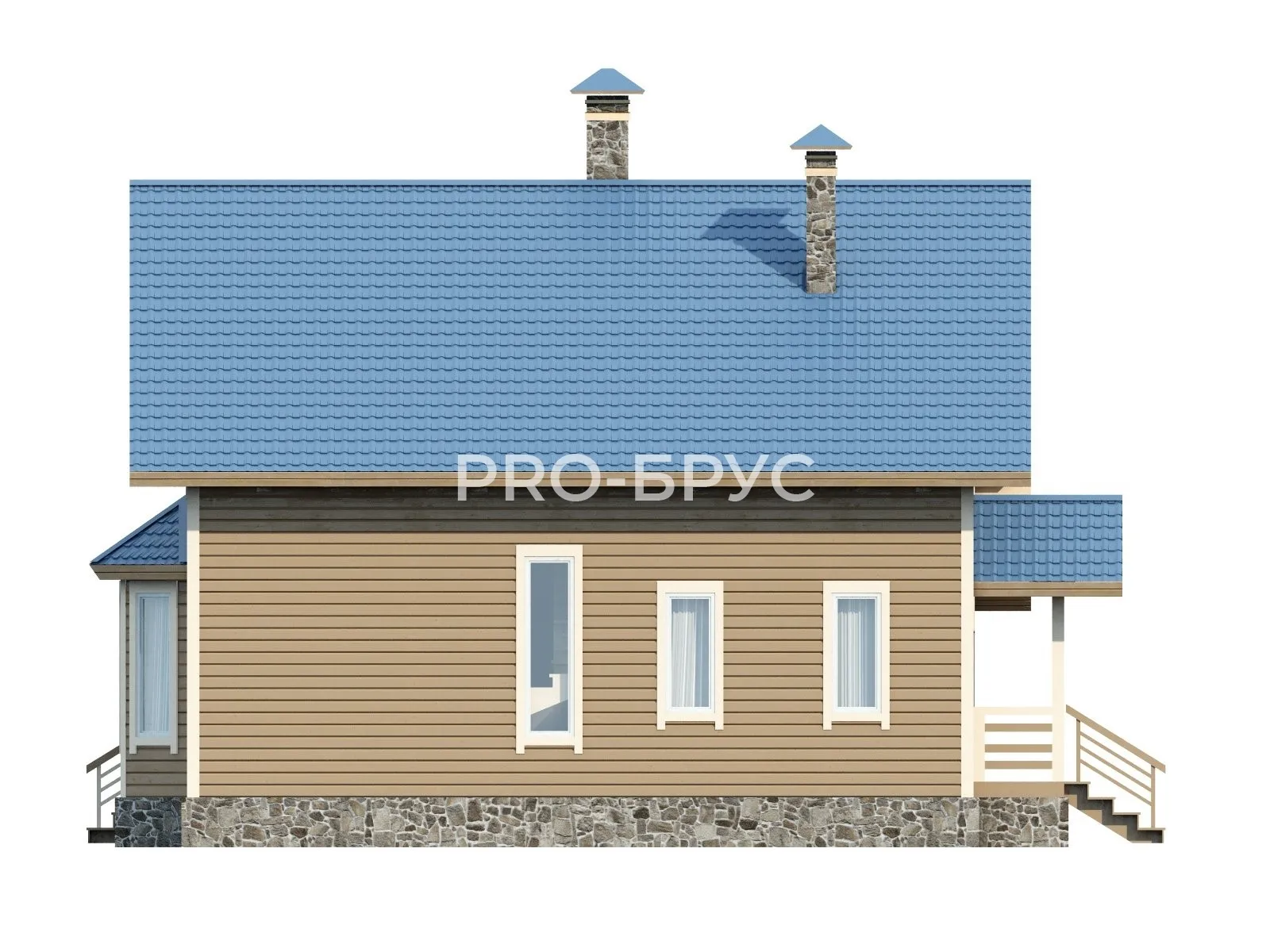 Проект дома из бруса - 9х10 - «Красково» - 148 м² - вид справа
