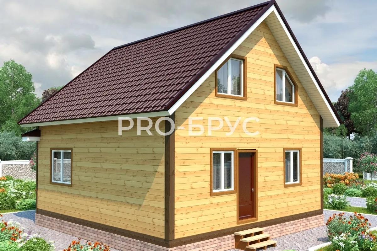 Проект дома из бруса - 7х8 - «Рождествено» - 97 м² - вид слева