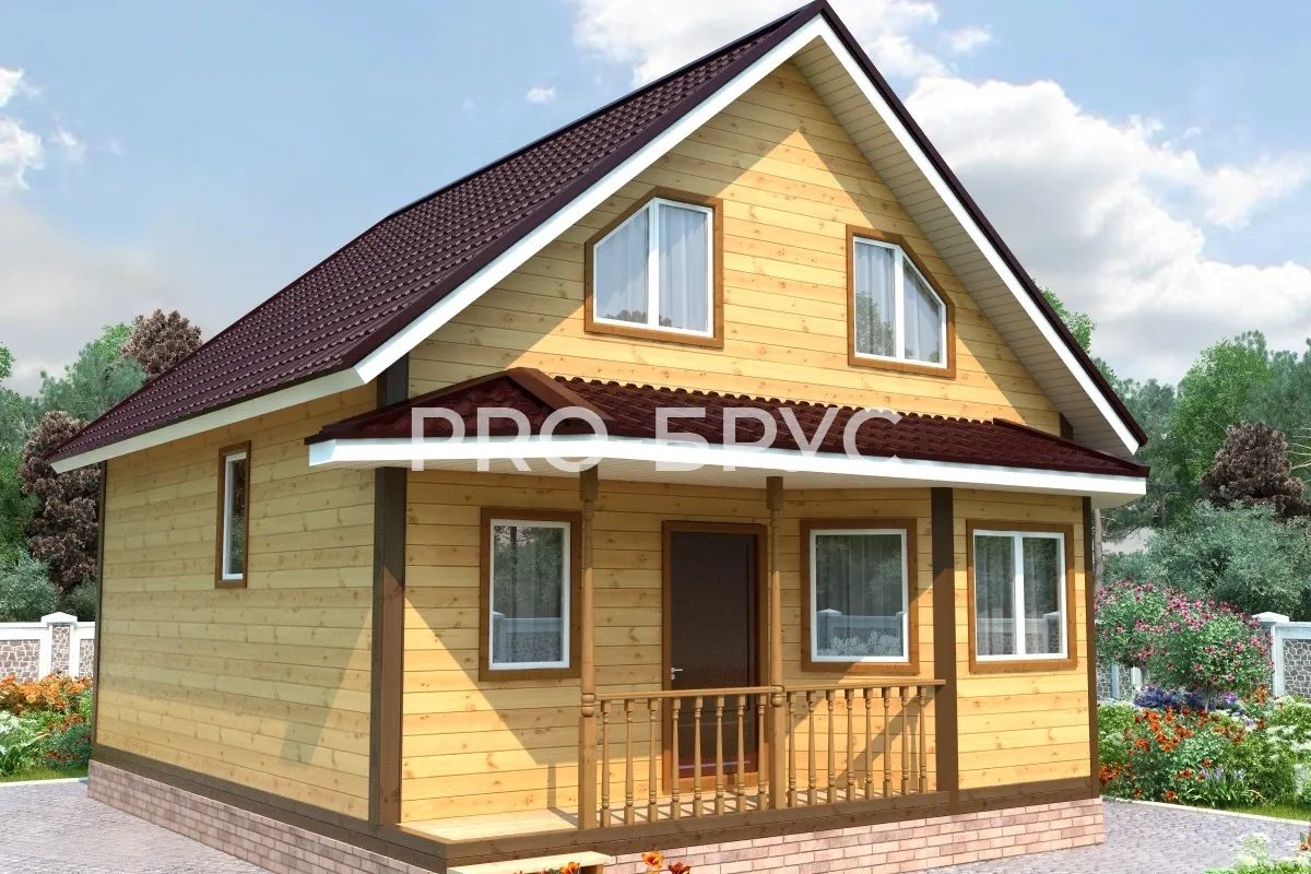 Проект дома из бруса - 7х8 - «Рождествено» - 97 м² - главный вид