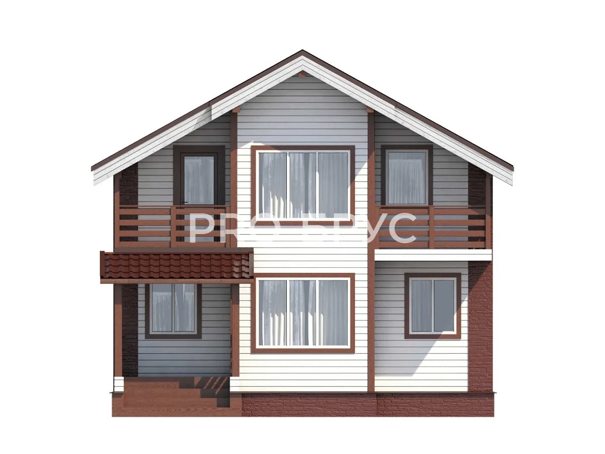 Проект дома из бруса - 8х9 - «Петровское» - 128 м² - вид спереди