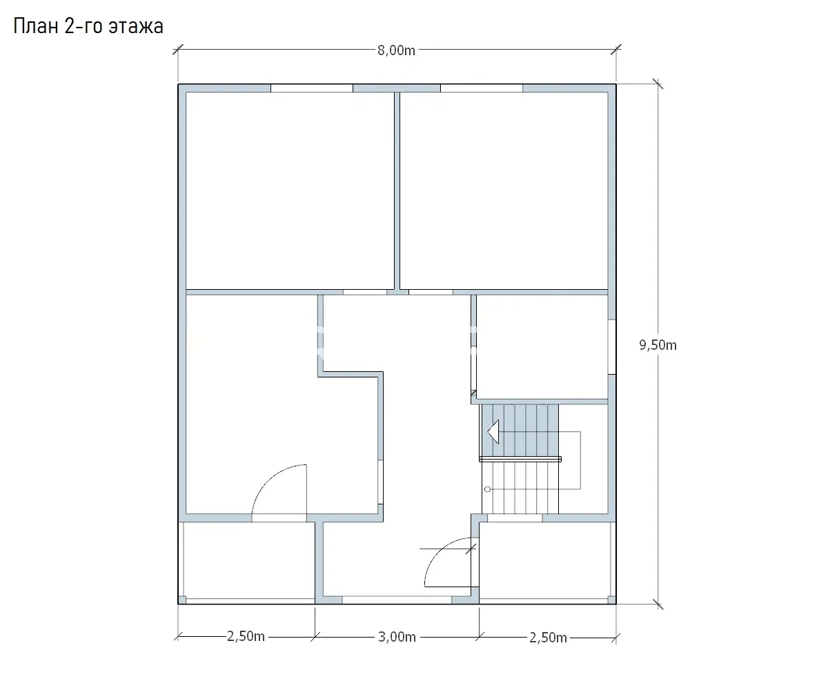 Проект дома из бруса - 8х9 - «Петровское» - 128 м² - планировка второго этажа