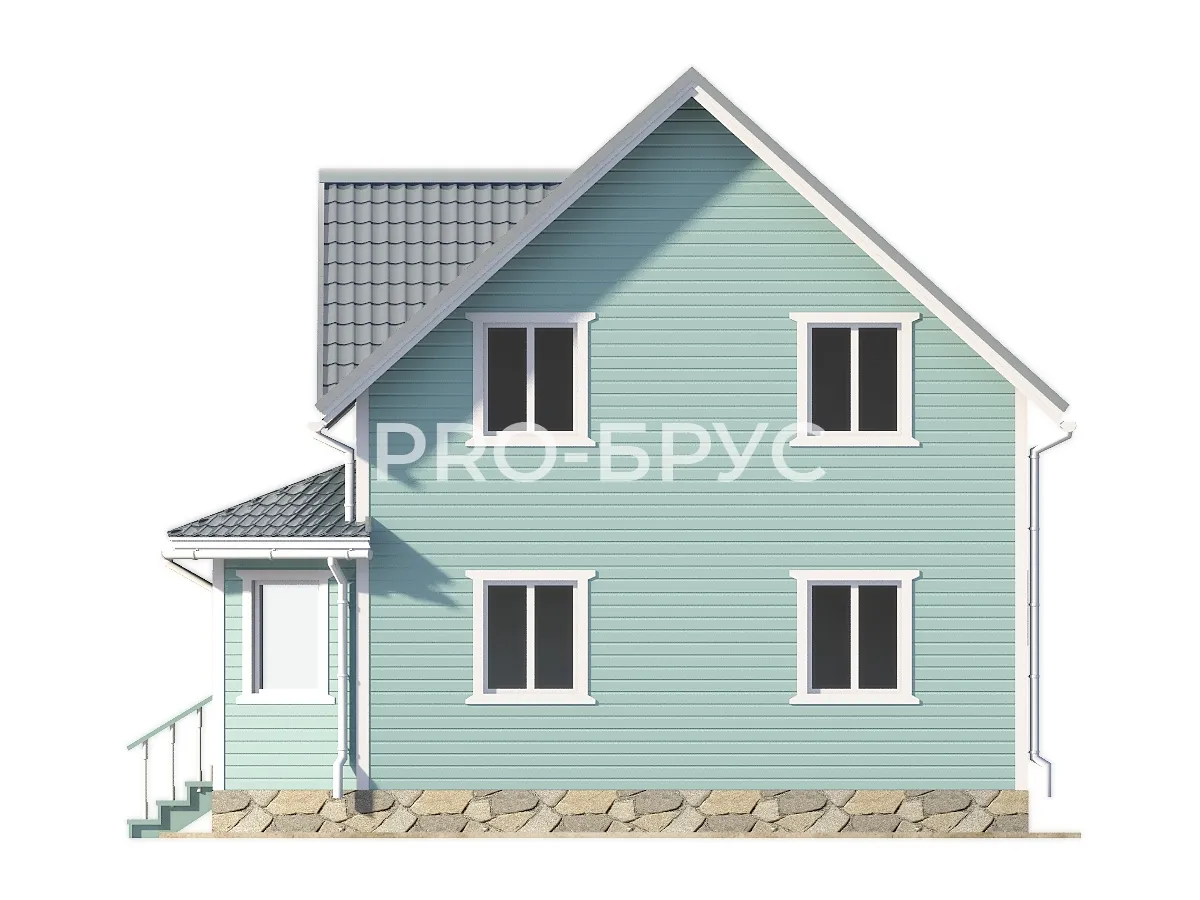 Проект дома из бруса - 8х8 - «Олешь» - 104 м² - вид слева