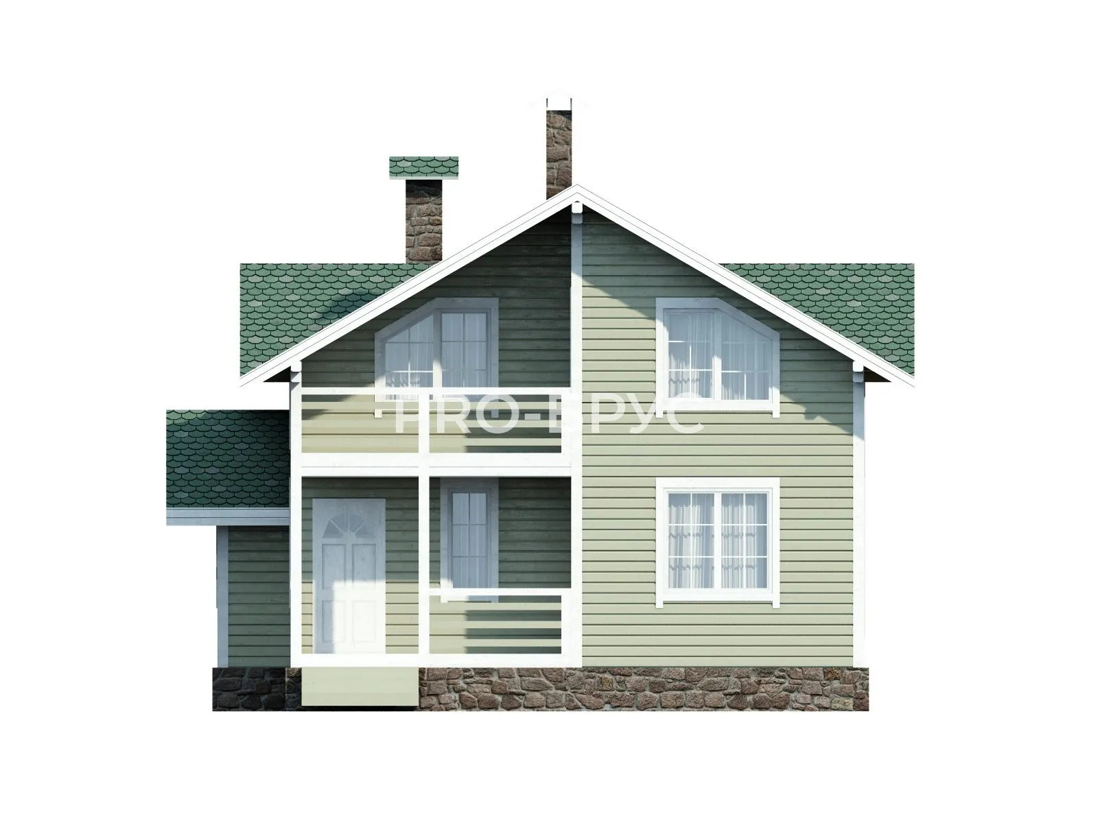 Проект дома из бруса - 9х11 - «Новопетровское» - 150 м² - вид спереди