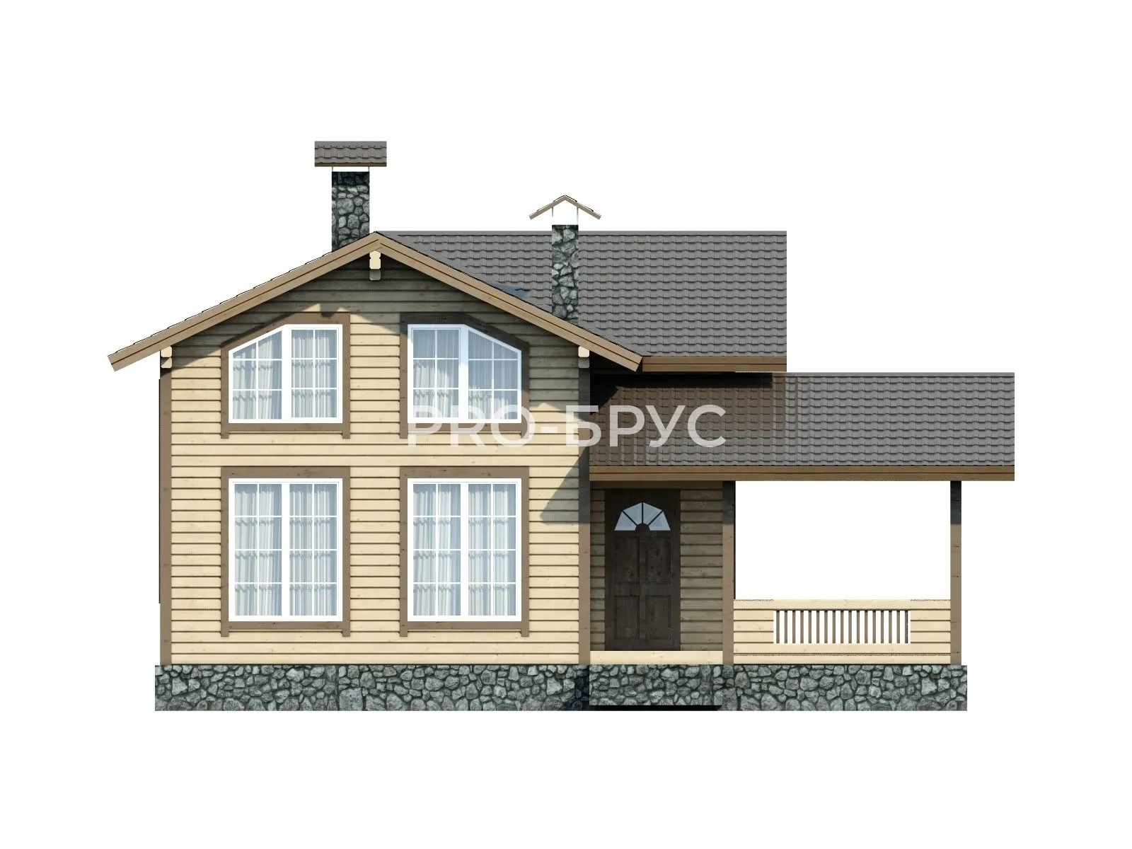 Проект дома из бруса - 7х10 - «Крутово» - 111 м² - вид слева