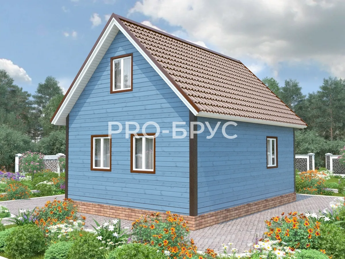 Проект дома из бруса - 6х8 - «Правдинский» - 82 м² - вид сзади