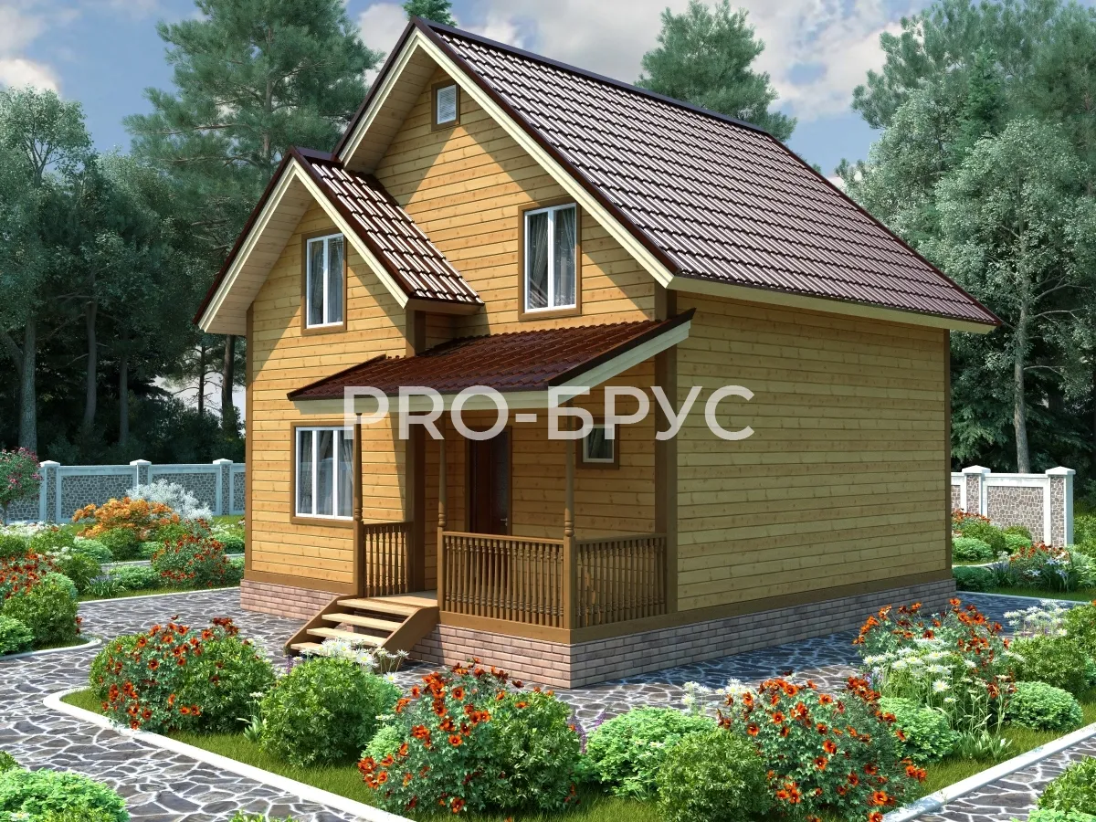 Проект дома из бруса - 7х8 - «Луптюг» - 111 м² - главный вид