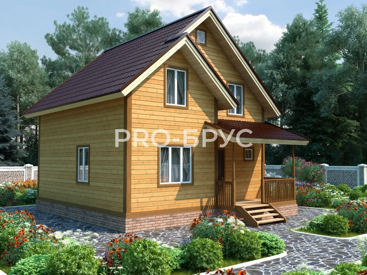 Проект дома из бруса - 7х8 - «Пролетарский» - 111 м² - вид спереди