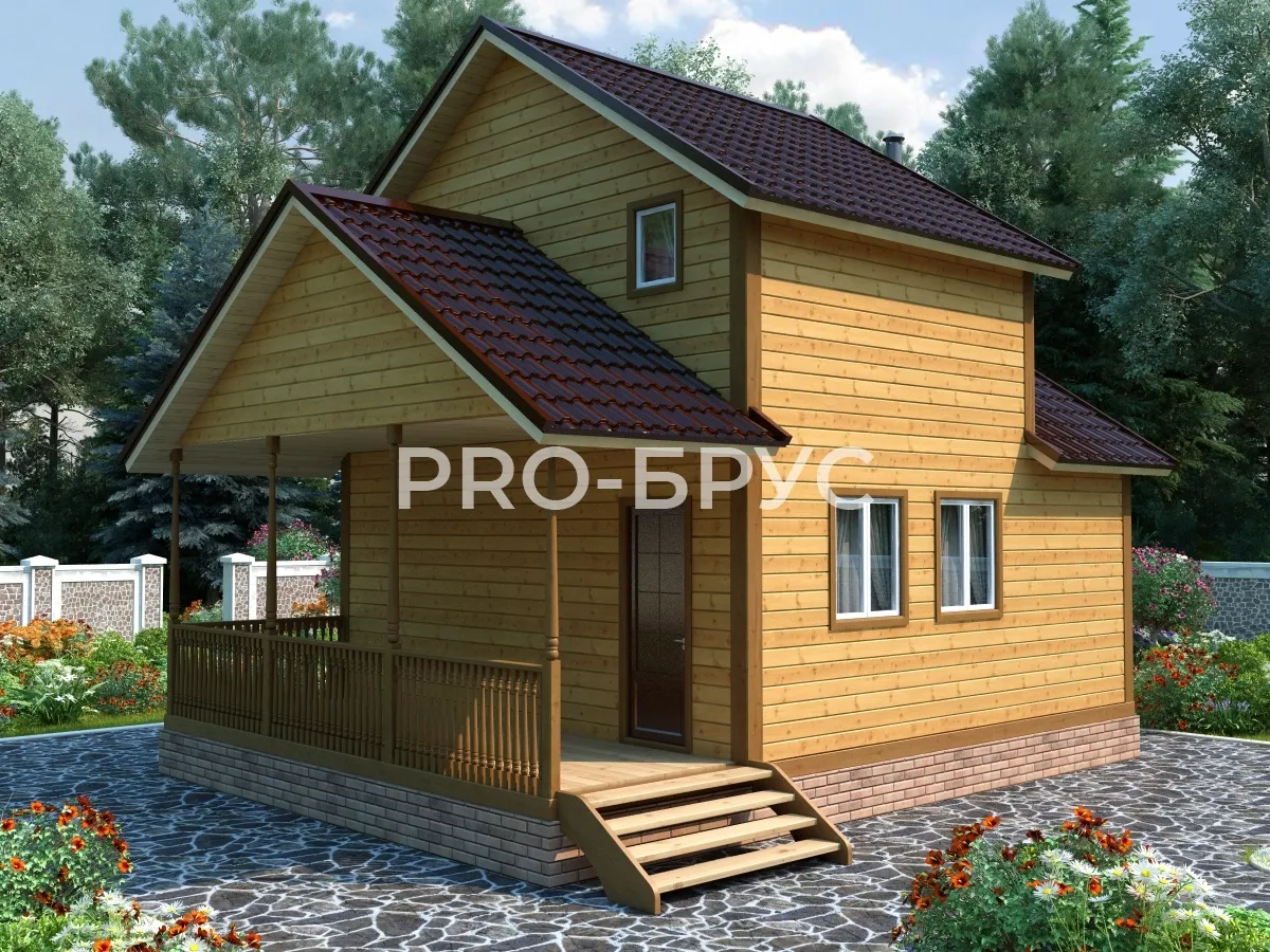 Проект дома из бруса - 6х8 - «Леденгск» - 72 м² - главный вид