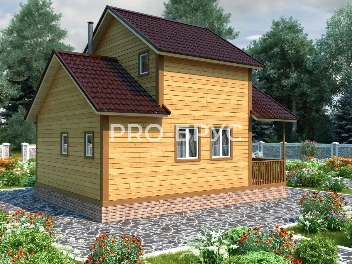 Проект дома из бруса - 6х8 - «Леденгск» - 72 м² - вид сзади