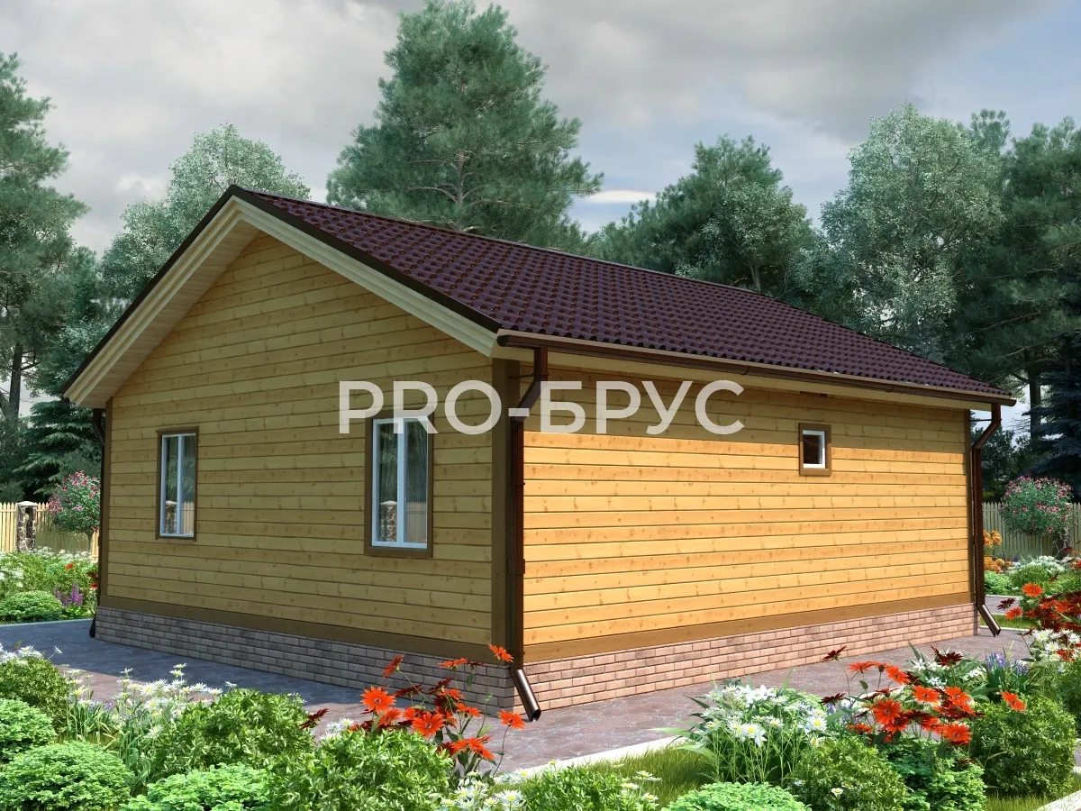 Проект дома из бруса - 9х9 - «Развилка» - 76 м² - вид сзади