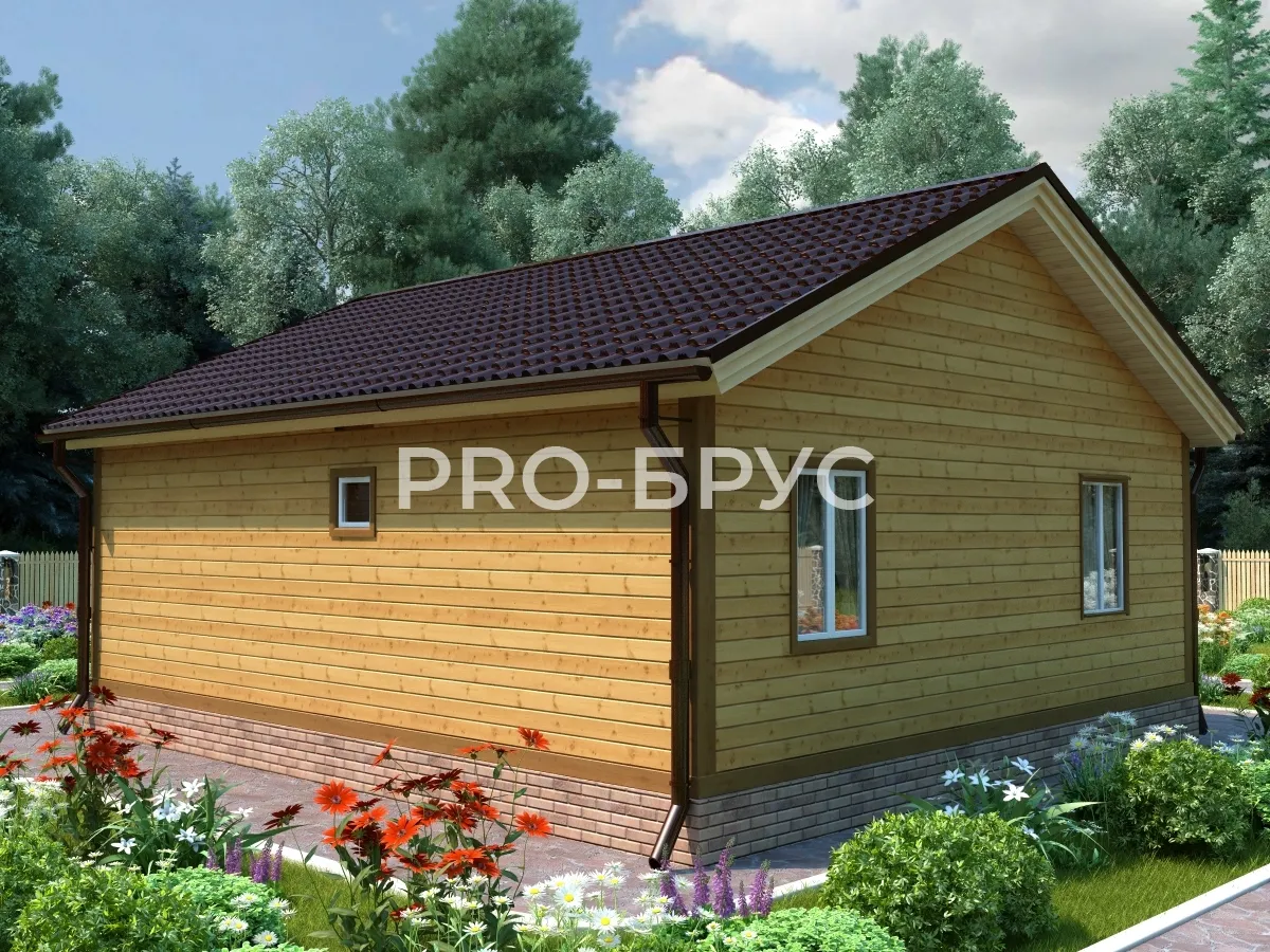 Проект дома из бруса - 9х9 - «Развилка» - 76 м² - вид слева