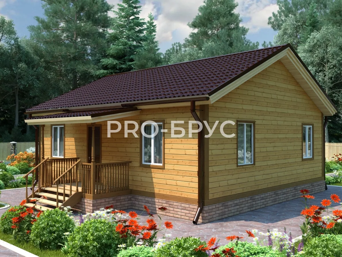 Проект дома из бруса - 9х9 - «Петрецово» - 76 м² - главный вид