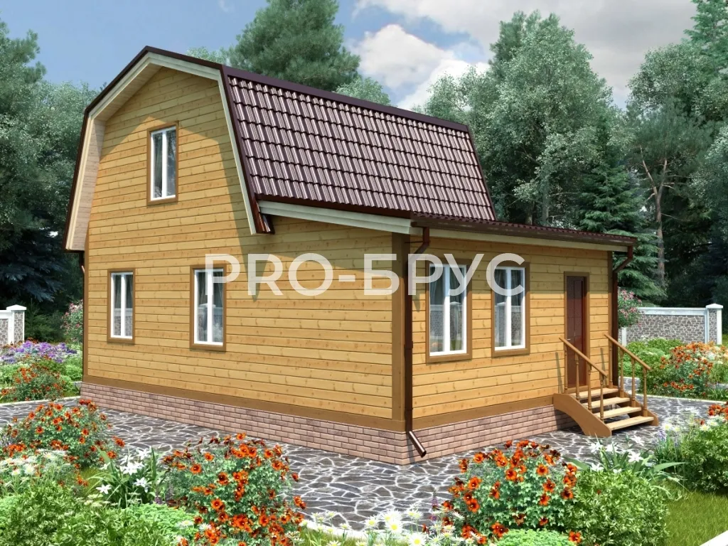Проект дома из бруса - 6х9 - «Судай» - 79 м² - вид сзади
