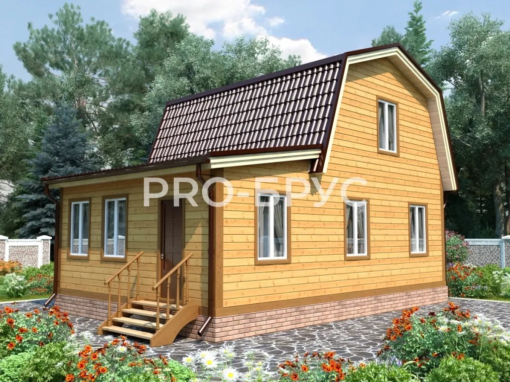 Проект дома из бруса - 6х9 - «Судай» - 79 м² - главный вид