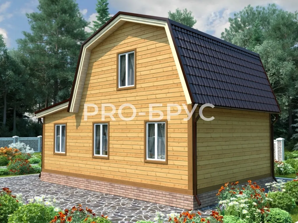 Проект дома из бруса - 6х9 - «Судай» - 79 м² - вид спереди