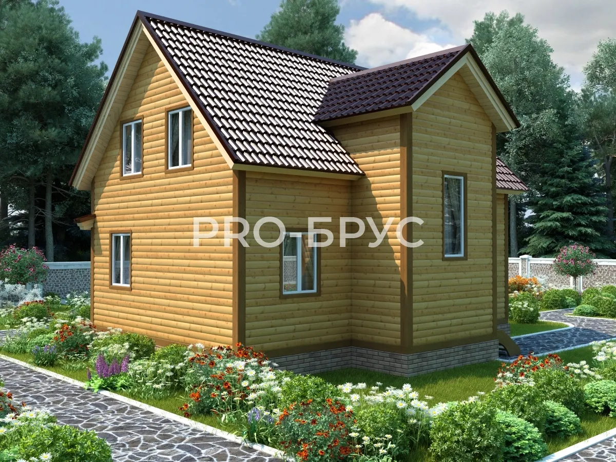 Проект дома из бруса - 8х9 - «Вига» - 124 м² - вид слева