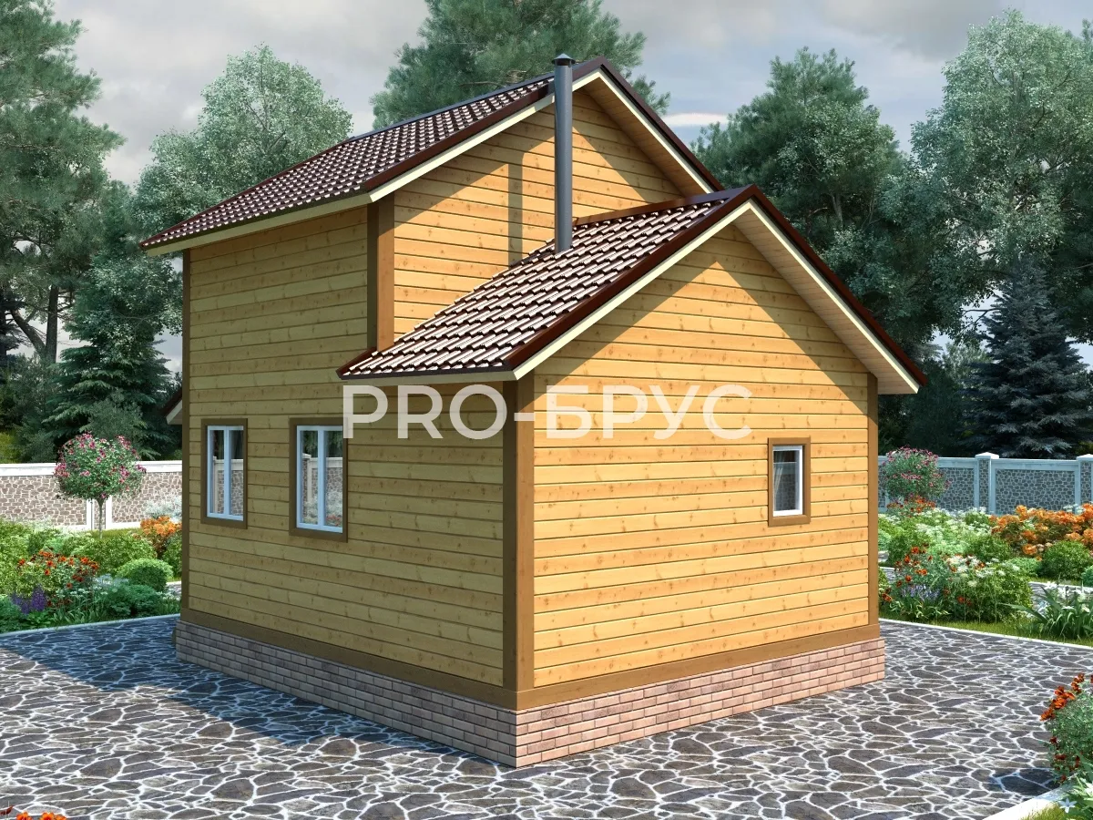 Проект дома из бруса - 5х6 - «Селятино» - 68 м² - вид слева