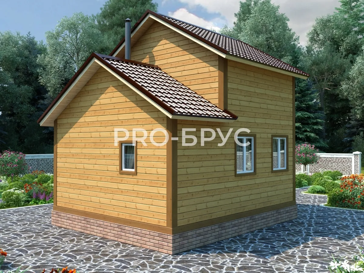 Проект дома из бруса - 5х6 - «Ножкино» - 68 м² - вид сзади