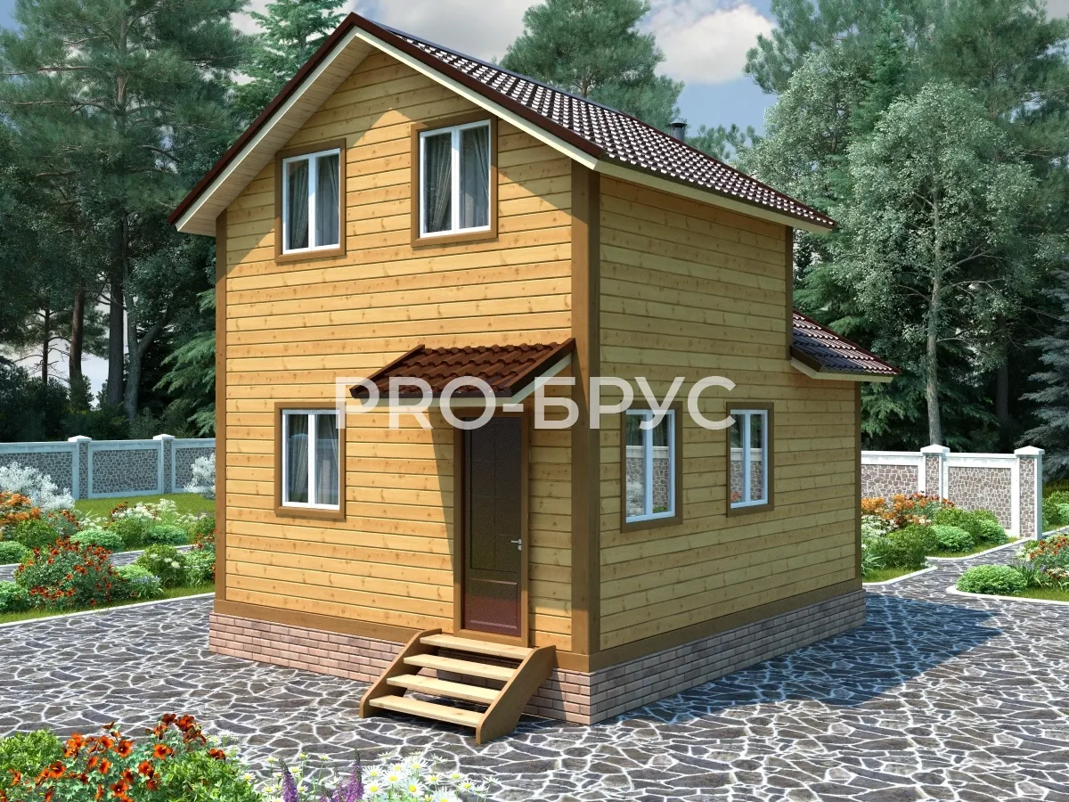 Проект дома из бруса - 5х6 - «Селятино» - 68 м² - главный вид