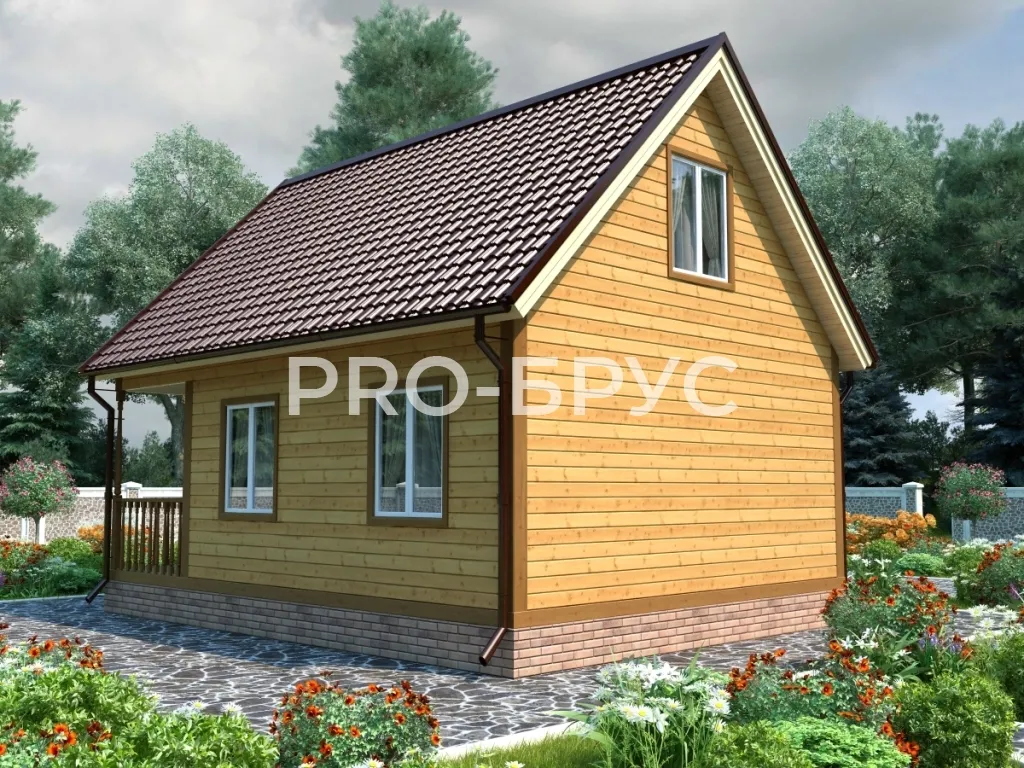 Проект дома из бруса - 6х8 - «Петрово» - 80 м² - вид сзади