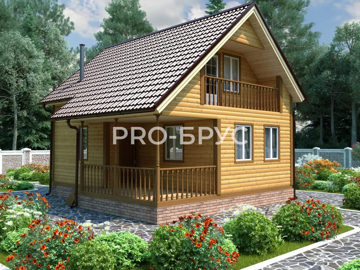 Проект дома из бруса - 7х8 - «Унжа» - 85 м² - главный вид