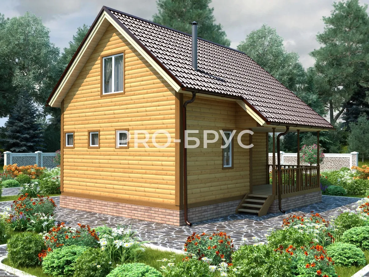Проект дома из бруса - 7х8 - «Унжа» - 85 м² - вид сзади