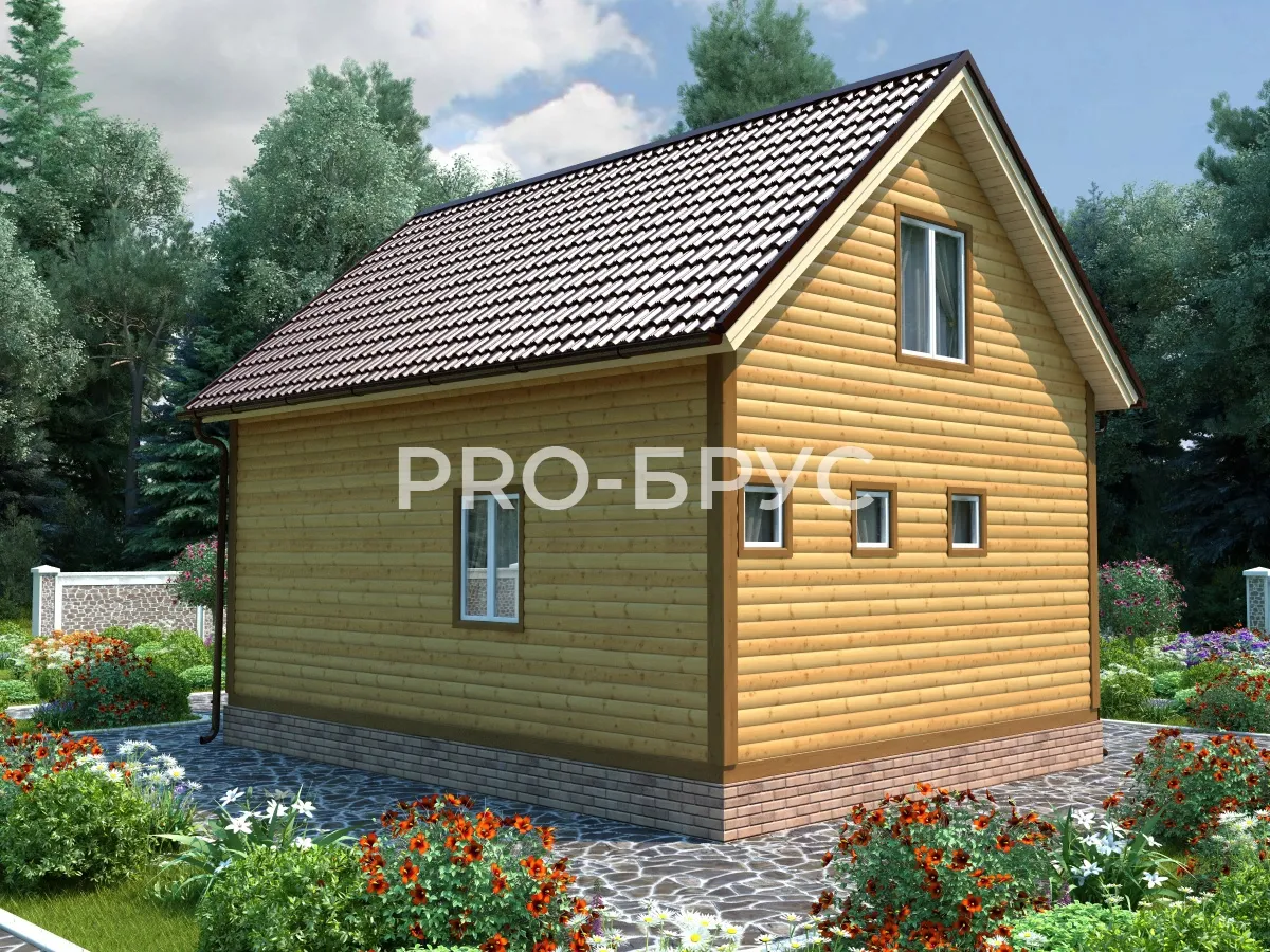 Проект дома из бруса - 7х8 - «Унжа» - 85 м² - вид слева