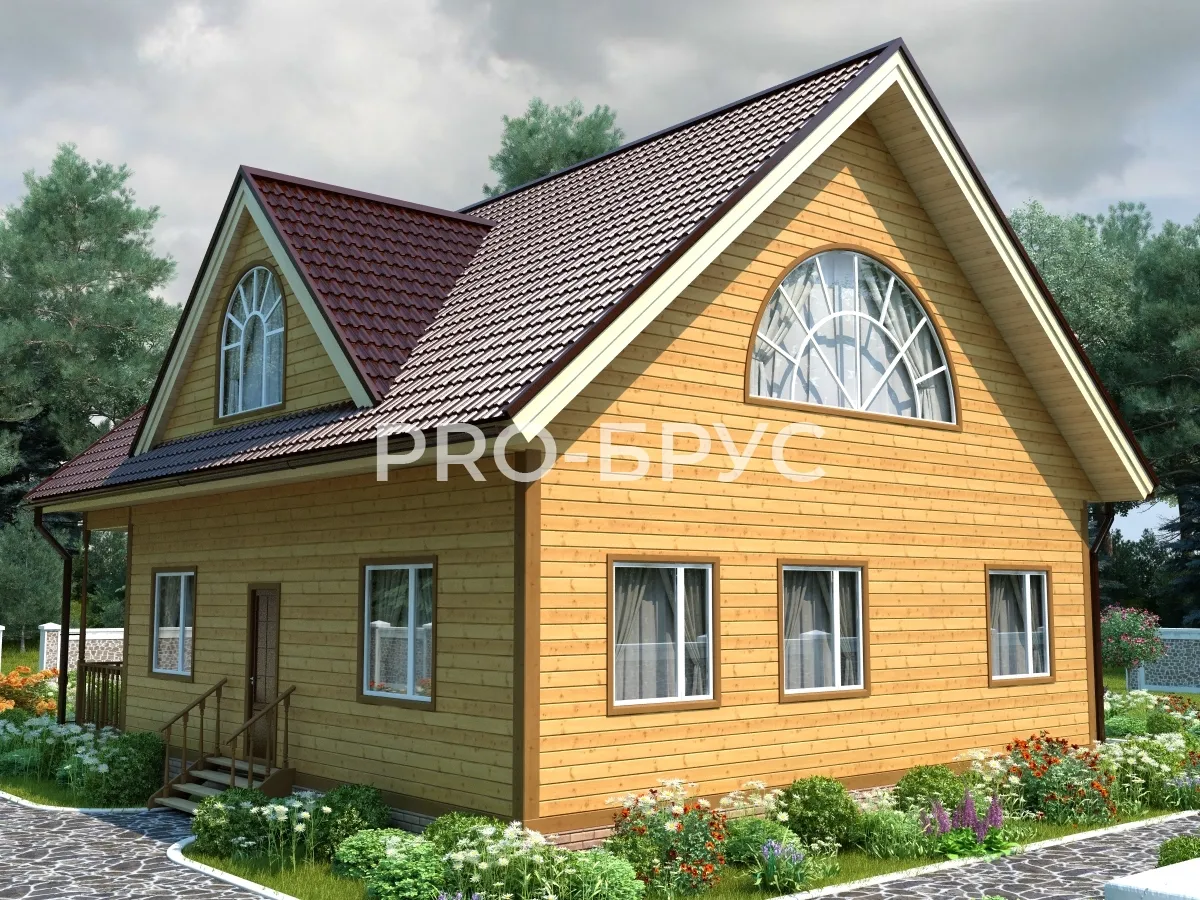 Проект дома из бруса - 10х12 - «Юрьевец» - 219 м² - вид слева