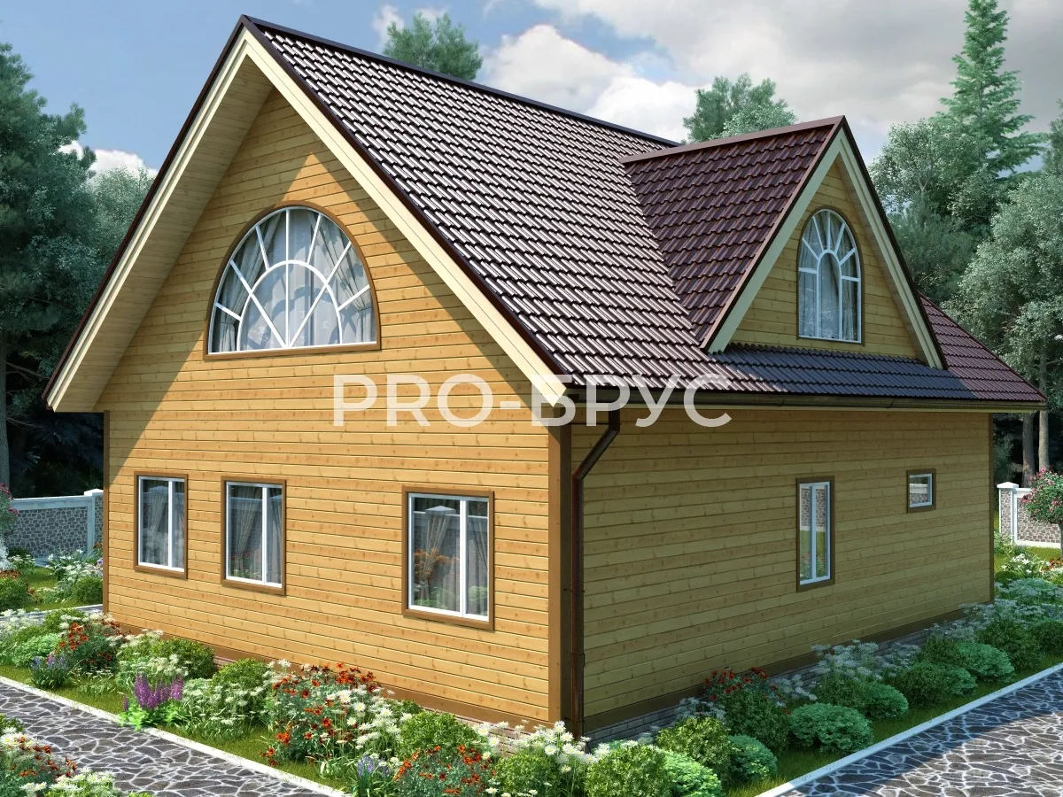 Проект дома из бруса - 10х12 - «Юрьевец» - 219 м² - вид сзади