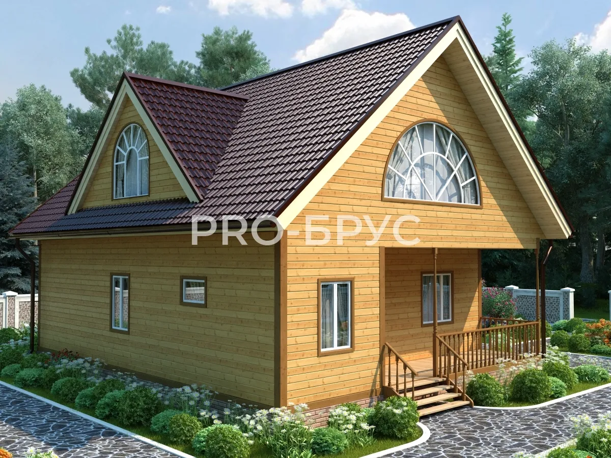 Проект дома из бруса - 10х12 - «Юрьевец» - 219 м² - вид спереди