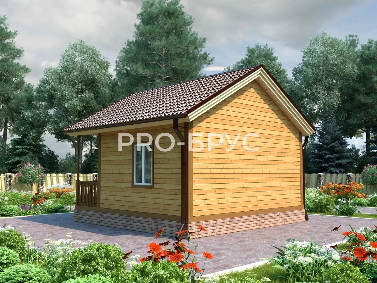 Проект дома из бруса - 6х6 - «Палкино-Антроповское» - 36 м² - вид сзади