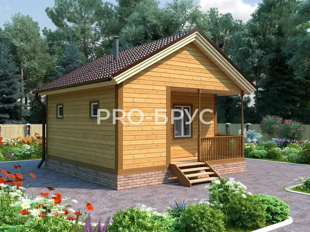 Проект дома из бруса - 6х6 - «Палкино-Антроповское» - 36 м² - вид спереди
