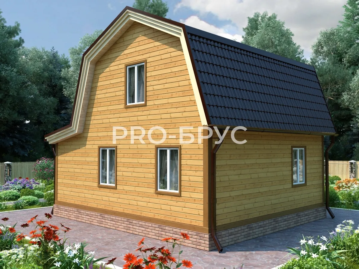 Проект дома из бруса - 7х8 - «Старая Купавна» - 86 м² - вид спереди
