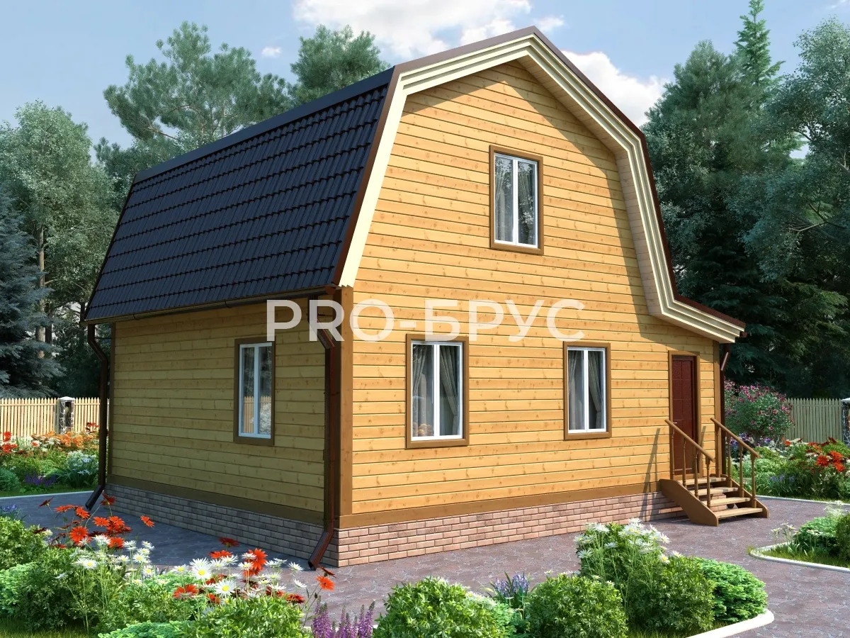 Проект дома из бруса - 7х8 - «Просек» - 86 м² - вид слева