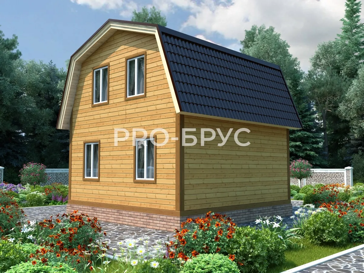 Проект дома из бруса - 6х7 - «Коткишево» - 65 м² - вид слева
