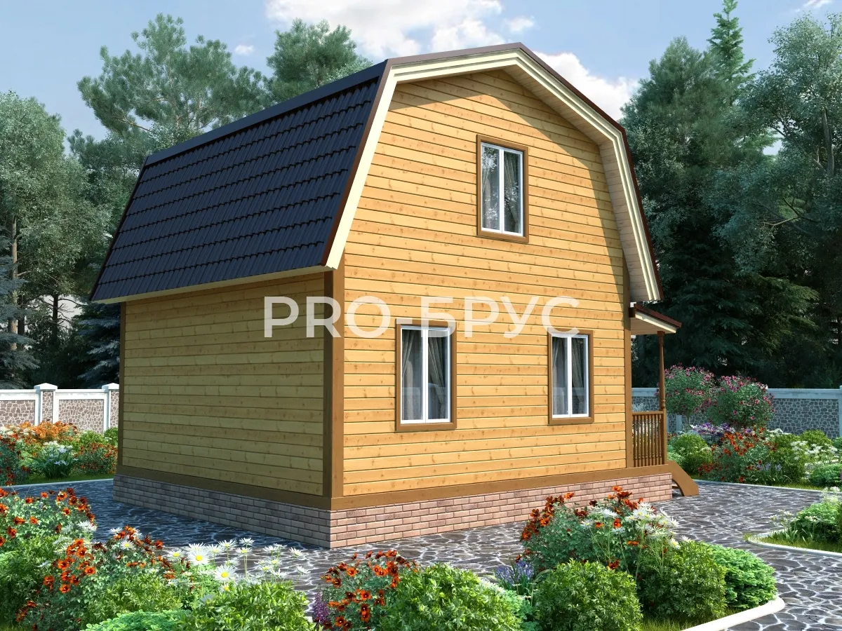 Проект дома из бруса - 6х7 - «Старый Городок» - 65 м² - вид сзади