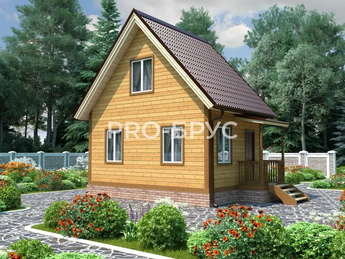 Проект дома из бруса - 4х6 - «Столбовая» - 44 м² - вид слева