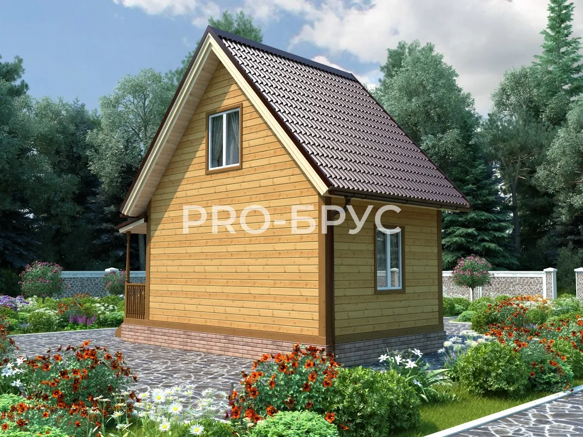 Проект дома из бруса - 4х6 - «Столбовая» - 44 м² - вид сзади