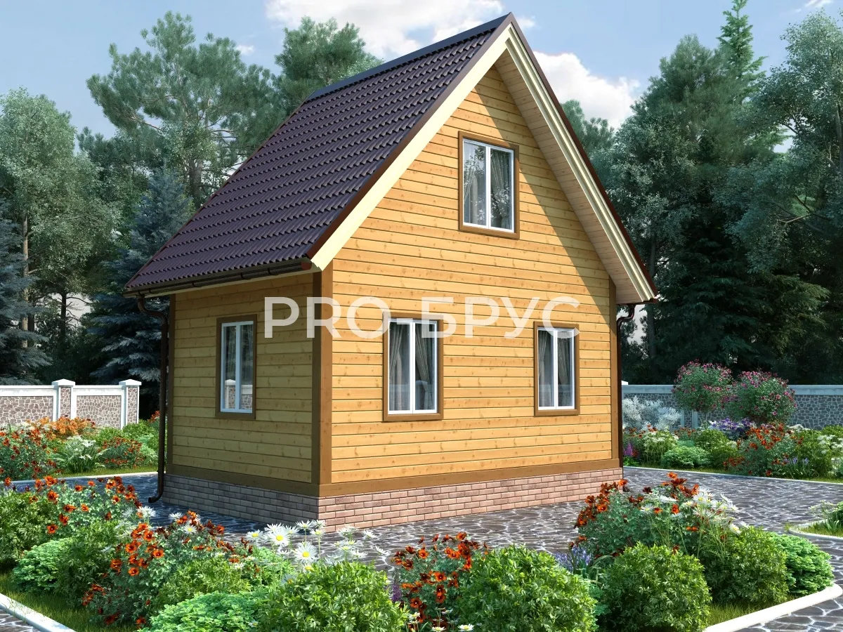 Проект дома из бруса - 4х6 - «Матвеево» - 44 м² - вид спереди