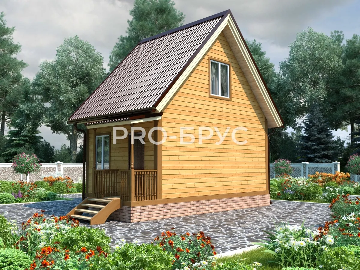 Проект дома из бруса - 4х6 - «Матвеево» - 44 м² - главный вид