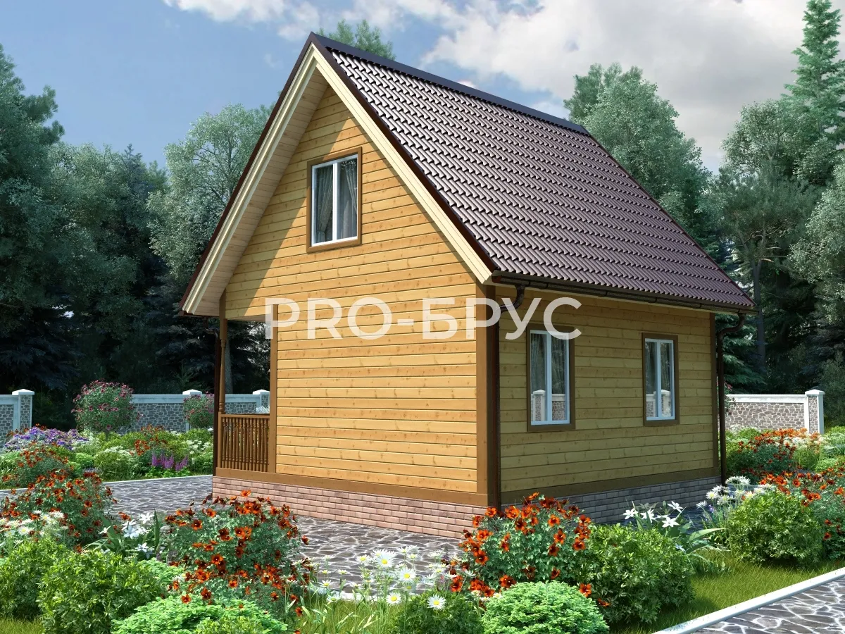 Проект дома из бруса - 6х6 - «Томилино» - 63 м² - вид слева