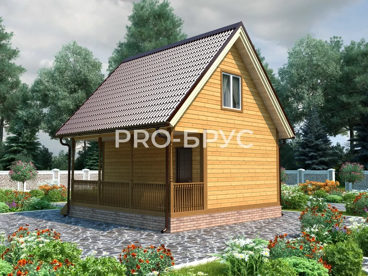 Проект дома из бруса - 6х6 - «Томилино» - 63 м² - вид сзади